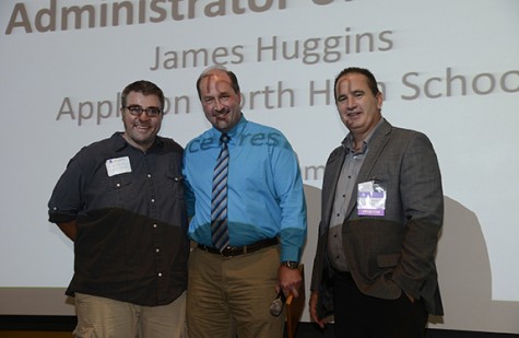 James Huggins of Appleton North High School (center) with Aaron Ramponi (left), who nominated him.